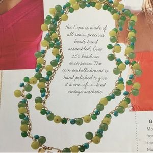 Stella & Dot Copa Green Blue Yellow bead Necklace